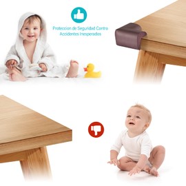 16 PCS Protectores Para Esquinas y Bordes, Odar Cubiertas Protectores de Esquinas, Kit de Seguridad para Niños, Kit de seguridad para el hogar, Protege Bebé y Los Bordes y Esquinas de Muebles (8 Marrón + 8 Blanco)