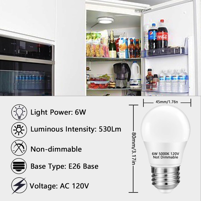 NETEHA 2 Pack A15 6W 120V E26 Base Small LED