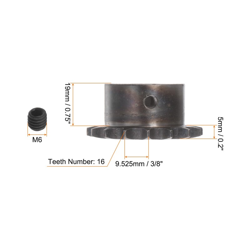 sourcing map 06B Roller Sprocket 16T Pitch 3/8 Inch 20