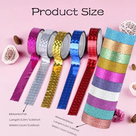 DIY Foil Glitter Washi Tape - 32 Rolls, 1.5cm/0.59Inch Thin Colored Masking Tape Set for Art, Scrapbook Tape, Decor & Crafts for Creative Projects