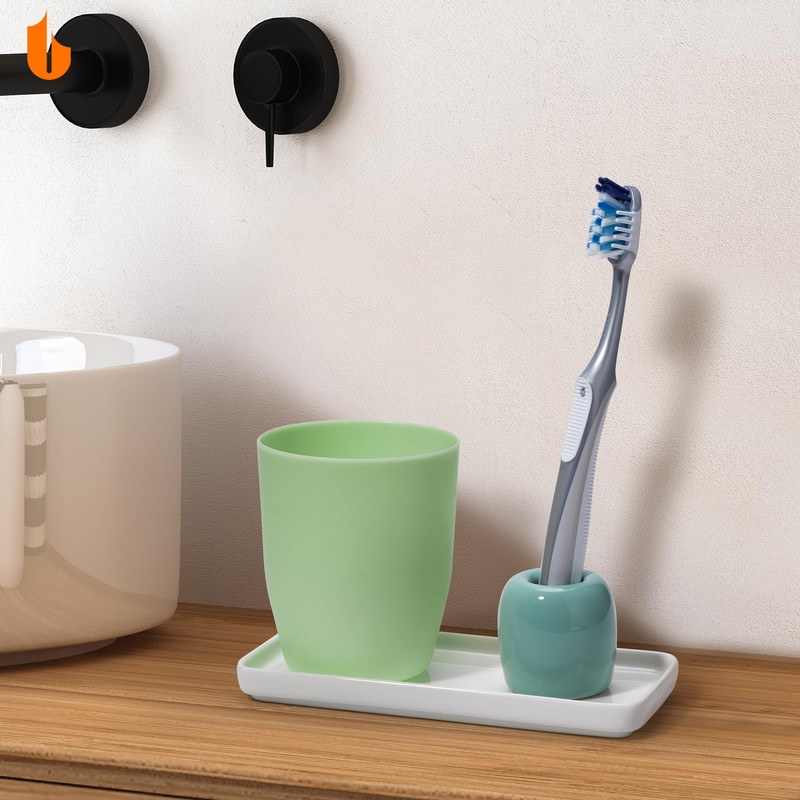 Urbanstrive Ceramic Toothbrush Holders for Bathrooms, Sleek Tooth Brush Holder
