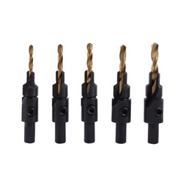 5 Piezas 1/4 Pulgada Juego de Brocas para Taladro,HSS Kit de Broca Avellanadora Herramientas para Carpintería 6 8 10 12 14 de Broca Ajustable con Tamaños de Tornillos para Taladrar en Madera Dura