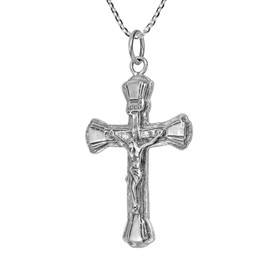 AeraVida Intricate Detail Faithful Crucifix Cross .925 Sterling Silver Necklace | Sterling Silver Necklace for Women | Long Necklaces for Women | Crucifix Cross Necklace for Women