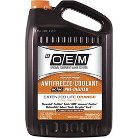 OEM Recochem American Vehicles Premium Antifreeze 50/50 Extended Life Coolant Orange, 1 Gallon, 4 Pack