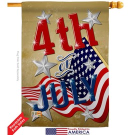 4th of July Garden House Flags Set Americana Fourth Independence Day Fireworks BBQ United State American Small Decorative Gift Yard Banner Double-Sided Made In USA 28 X 40