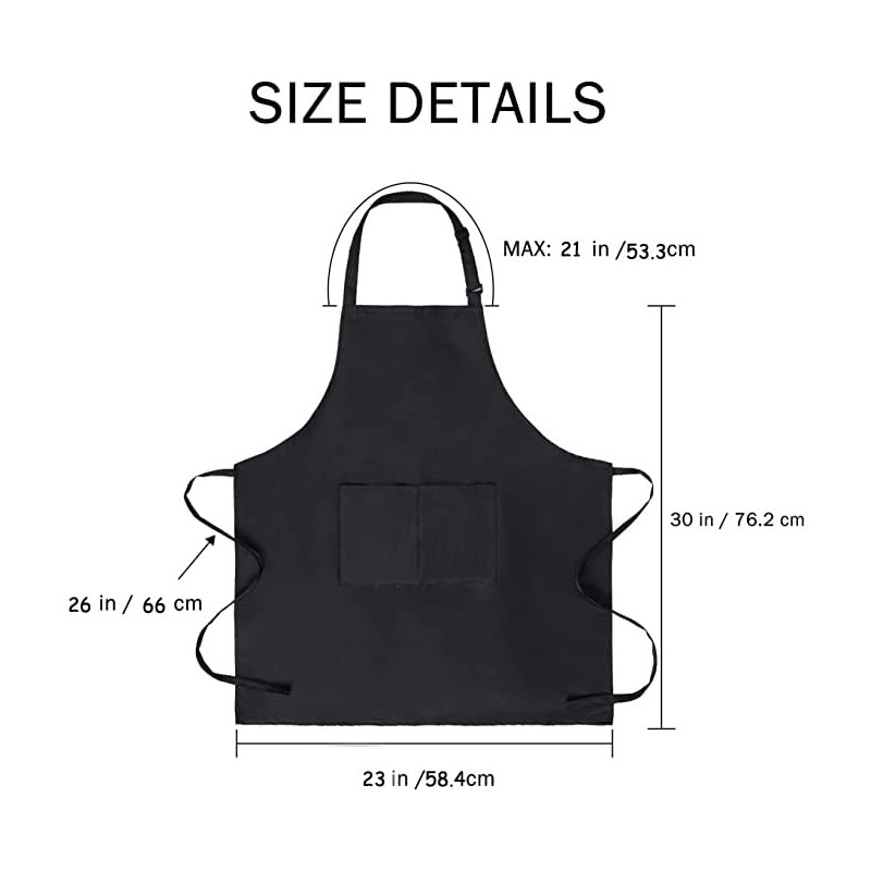 Switchon Waterproof Black Polyester Kitchen Apron Free Size with Front