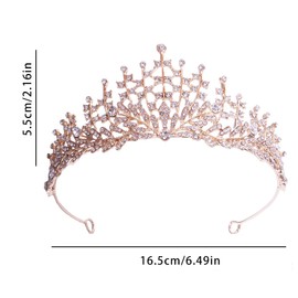 Crystal Rhinestones Crown, Crown for Women - Used in Pageants, Weddings, Parties, Bridal Headwear (Golden)