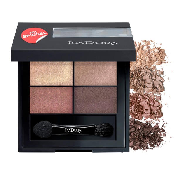 IsaDora Quartet Eyeshadow Palette - Eyeshadow Palette for Flawless Eye Makeup - Vegan - Stunning Make Up Set with Four Eyeshadow Each - Boho Browns