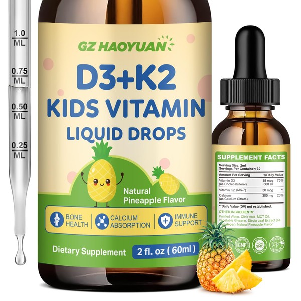 GZ HAOYUAN Kids Vitamin D3 K2 Drops, Vitamin D3 K2