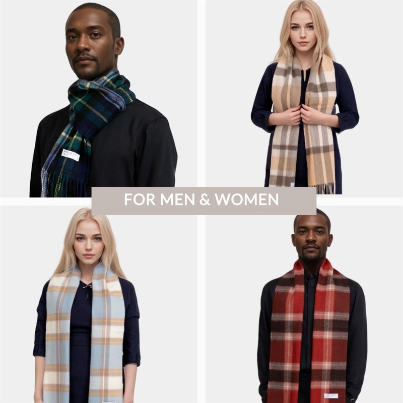 Basic Sense Tartan Check 100% Wool Scarf Mongolian Wool Scottish