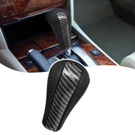 VKGUG Black Leather Carbon Fiber Pattern Gear Shift Knob Shifter Compatible with Honda Accord 2008-2013 Crosstour 2010-2011 Automatic Gear Shift Handle Lever
