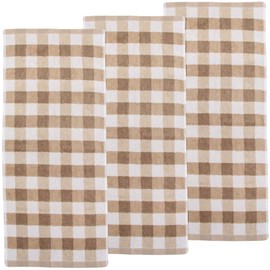 Hayashi FI7003-3P28 Face Towels, Set of 3, Approx. 13.4 x 31.5 inches (34 x 80 cm), Aegean Cotton Bay Checker, Beige