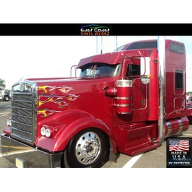 No. 12 Semi Truck Flame Decals - Tribal - Airbrushed Fire w/Chrome - 12 pc. Set - Peterbilt 379 389 Kenworth W900 W900L Freightliner Classic XL