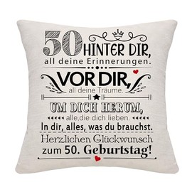 50 Years Old Women Men Birthday Gift Behind You All Your Memories Inspirational Gift 50th Birthday Gift Pillowcase for Wife Husband Mom Dad Friends Grandma Grandpa Auntie (50)