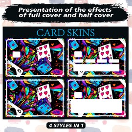 Peacoblue Bank Card Sticker Dice and Cards Credit Debit Card Custom Skin Cover Protector, 4 Styles Waterproof Scratch-Proof and Aesthetic Decal for Most Popular EBT Transportation Key Card