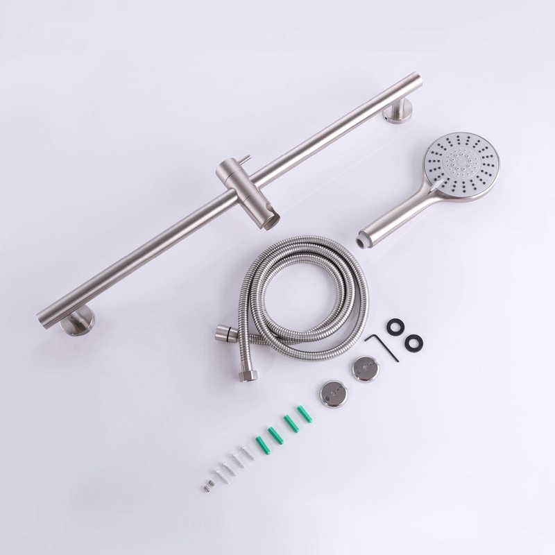 HAMOLER Wall Mount Shower Slide Bars with Handheld Shower Head
