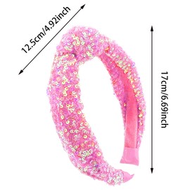 2 PACK Sequin Knotted Headbands, Cute Fashion Headwear Sparkly Wide Headband Glitter Knot Hair Bands Hair Accessories for Women Girls