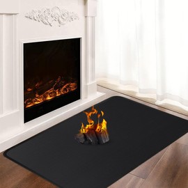 Fireproof Mat, 80 x 50 cm, Fireproof Mat for Fireplace, Spark Protection Plate, Fireplace Underlay, Fireproof Floor Protection Mat for Fireplaces, Floor Sheet, to Protect the Floor from Sparks, Black