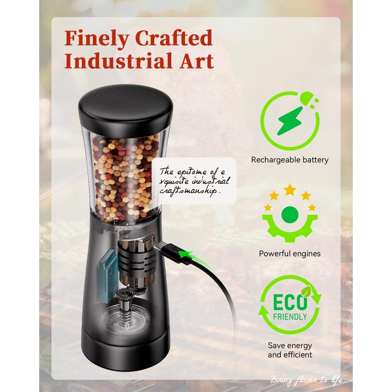Electric Salt and Pepper Grinder Set with Storage Base, Stainless