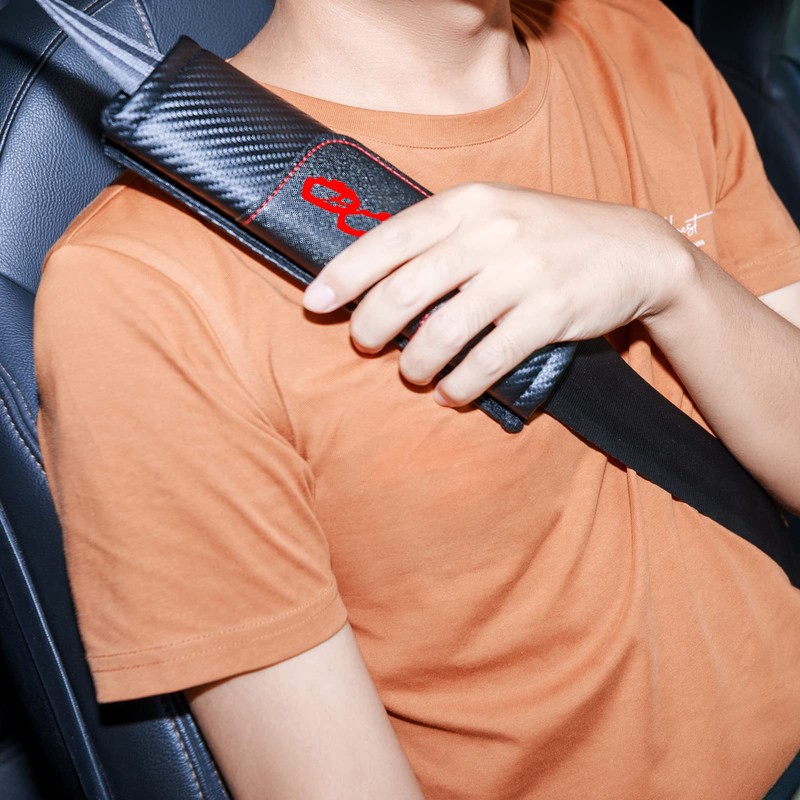 WOigQing 2 Pcs Carbon Fiber Leather Car Seat Belt Shoulder