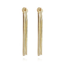 XYAYOU Trendy Tassel Long Metal Knot Linear Fringel Chain Dangle Earrings for Women Jewelry for Prom Party (gold)