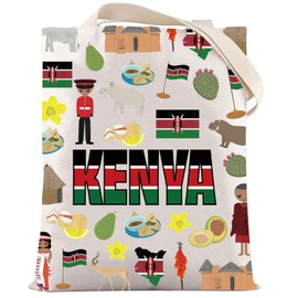 LEVLO Kenya Tote Bag Kenya Souvenir Gift The Republic of Kenya Trip Shoulder Bag Africa Kenya Wildlife Merch, Kenya Tote