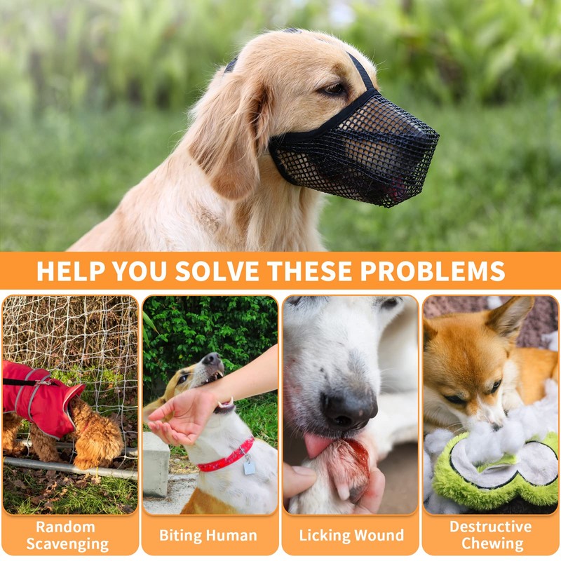 Dog Muzzle, Soft Mesh Dog Mouth Cover with Adjustable Strap