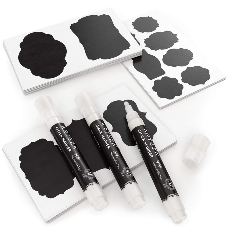 Arteza 150 Chalkboard Labels for Jars, Spice Jar Labels with
