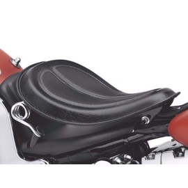 REAL Genuine Leather Black SOLO Spring Seat HARLEY Softail Deluxe Slim Heritage Dyna Street Fat Bob Low Rider Wide Glide XL Sportster XL883 XL1200 Iron Low Roadster BOBBER Ref Saddle 52000279