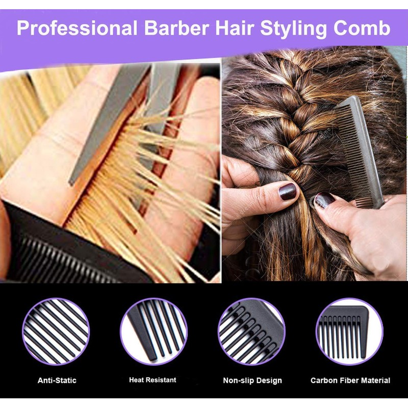 AFT90 Carbon Fiber Cutting Comb, Professional 8.15” Styling Comb, Hairdressing