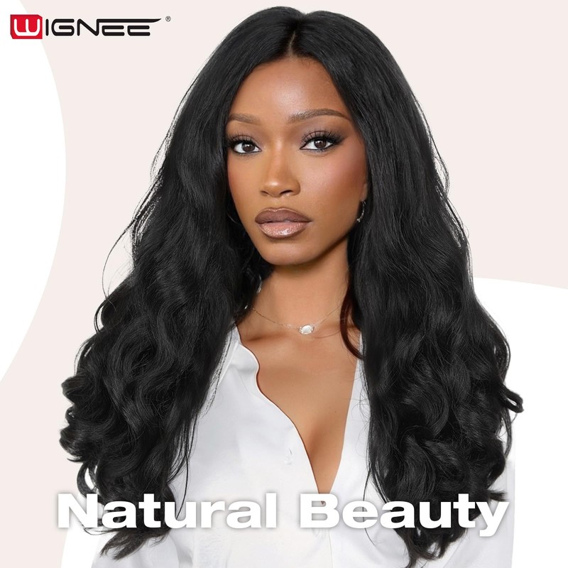 WIGNEE V Part Yaki Curly Wig Natural Look for Women
