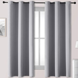 Rutterllow Blackout Curtains for Bedroom, Thermal Insulated Room Darkening Curtains 2 Panels for Living Room, Grommet Top (42x63 Inch, Light Grey)