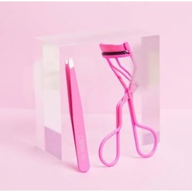 Beauty Creations Enchinador de Pestañas y Pinzas Rosa | Set de 2 piezas, Color rosa vibrante, Herramientas de maquillaje, Diseño compacto, Uso profesi