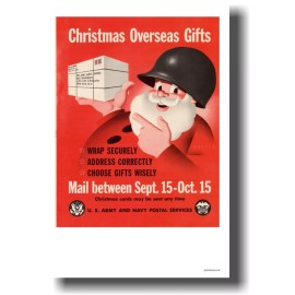 Santa Christmas Overseas Gifts - NEW Vintage WWII Print POSTER
