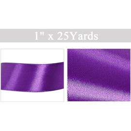 Purple Satin Ribbon 1 Inch x 25 Yards, Solid Color Polyester Fabric Ribbon for Gift Wrapping, Crafts, Bows Making, Wreaths, Sewing Projects, Baby Showers and Wedding Party Decoration