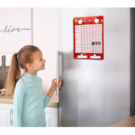 Magnetic Reward Behavior Star Chore Chart for One or Two Kids 17 x 13 Includes: 6 Color Dry Erase Markers Green, Blue, Black, Flexible Chart with Full Magnet Backing for Fridge Teaches Responsibility