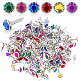 150 PCS Brads Paper Fasteners Colorful Gem Split Pins, Brass Mini Brads Paper Crafts Fixed Paper Crafts, Brads Paper Fasteners for Schools, Handicrafts, Festivals(0.3 * 0.6inch)