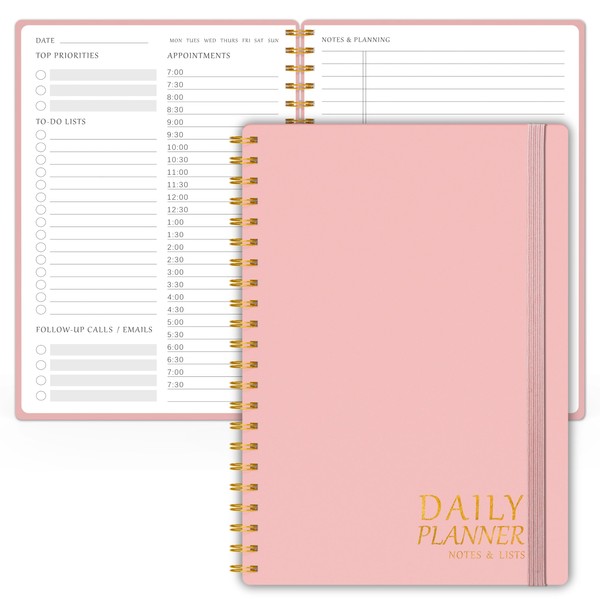 Daily Planner with Hourly Schedules - Undated To-Do List Notebook,