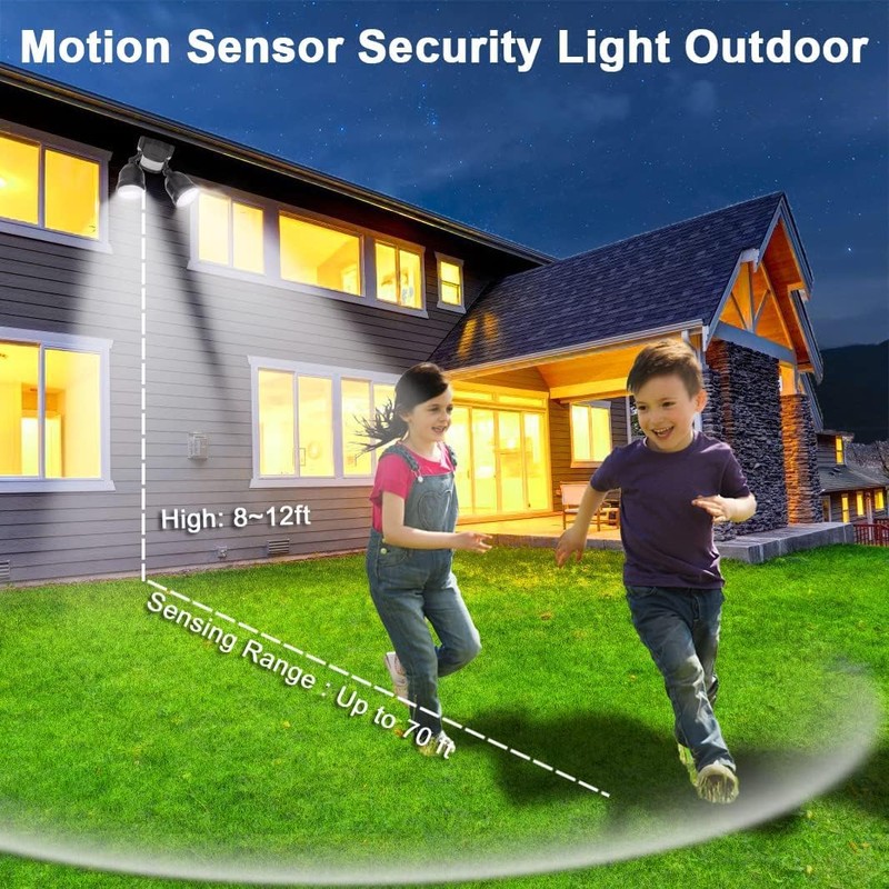 EMANER Motion Sensor Light Outdoor, Dusk to Dawn Floodlight 5000K,