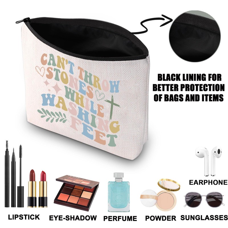 Christian Makeup Bag, Religious Gifts, Can't Throw Stones While Washing