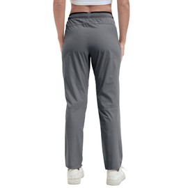 Kamotour Women's Hiking Pants Quick Dry Lightweight Joggers Elastic Breathable Travel Athletic Trousers Zipper Pockets (Grey, Large)