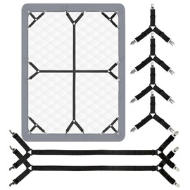 Nougte 6PCS Bed Sheet Straps, Fitted Sheet Straps, Adjustable Sheet Clips, Fits of Mattresses, Enhance Your Sleeping Experience
