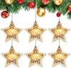 Soaoo 6 Pcs LED Nativity Scene Wooden Ornaments Christmas Nativity Hanging Multilayer Ornament for Xmas Tree Religious Gift Holiday Party The Birth of Jesus Decor
