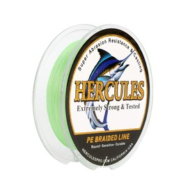 HERCULES Trenzado l¨ªnea de Pesca 300M, 328 DS, 6lbs-100lbs PE Superline 4 hebras, Agua Salada, Verde fosforescente, 6lb/2.7kg 0.08 m