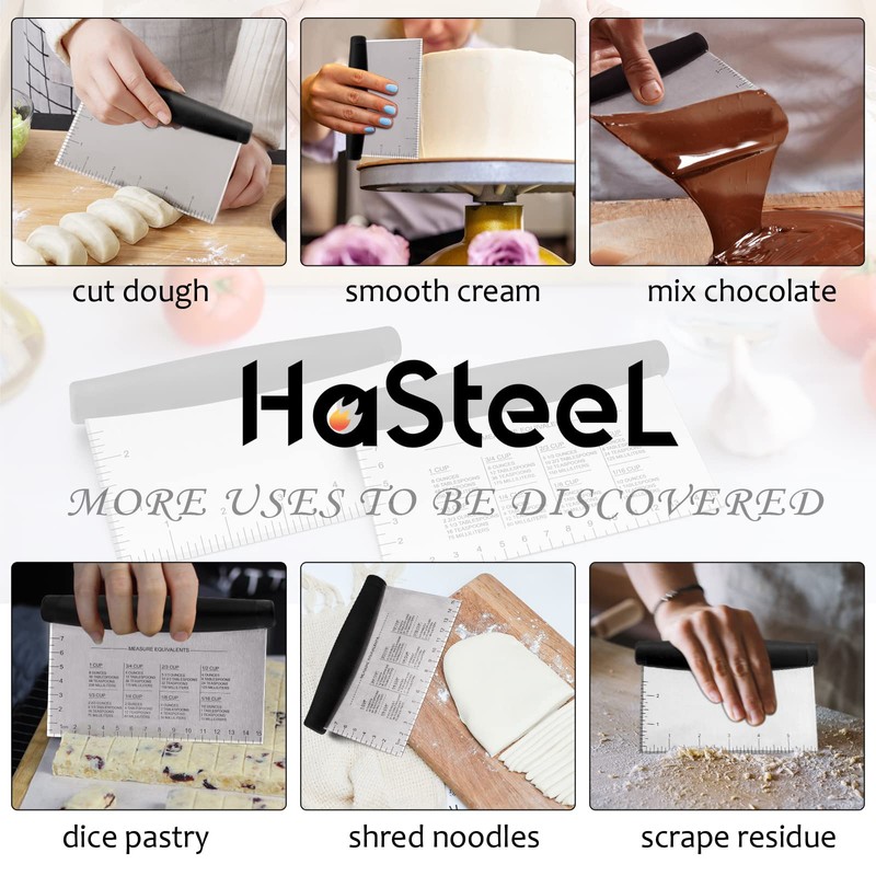 Metal Griddle Scraper Chopper, HaSteeL Stainless Steel Dough Bench Scraper