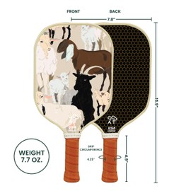 Goat Pickleball Paddles Set of 2, Includes 4 Indoor Outdoor Balls and Travel Bag, Lightweight Durable Fiberglass Pickleball Rackets Set for Men, Women, Beginners (Brown)