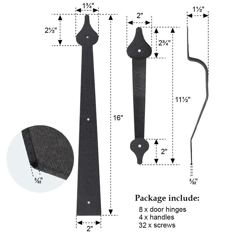 WINSOON Decorative Metal Garage Door Hardware - Screw-in Carriage House