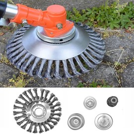 Tianher Weed Brush, 150 x 25.4 mm Wild Herb Brush for Brushcutter, Brush Cutter, Weed Brush, with 4 Adapters, Twist Wild Herb Brush Effortlessly Removes Weeds and Moss