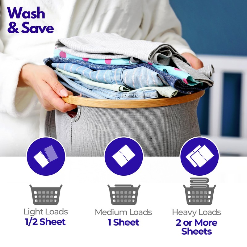 WASH & SAVE Laundry Detergent Sheets (60 Loads, 30 Sheets)