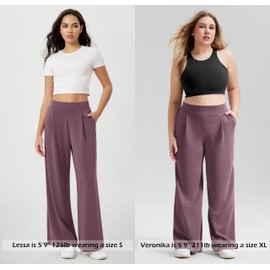 ODODOS Modal Soft Wide Leg Pants for Women High Waist Casual Relaxed Pants with Pockets, 27" Inseam, Tulipwood, X-Small